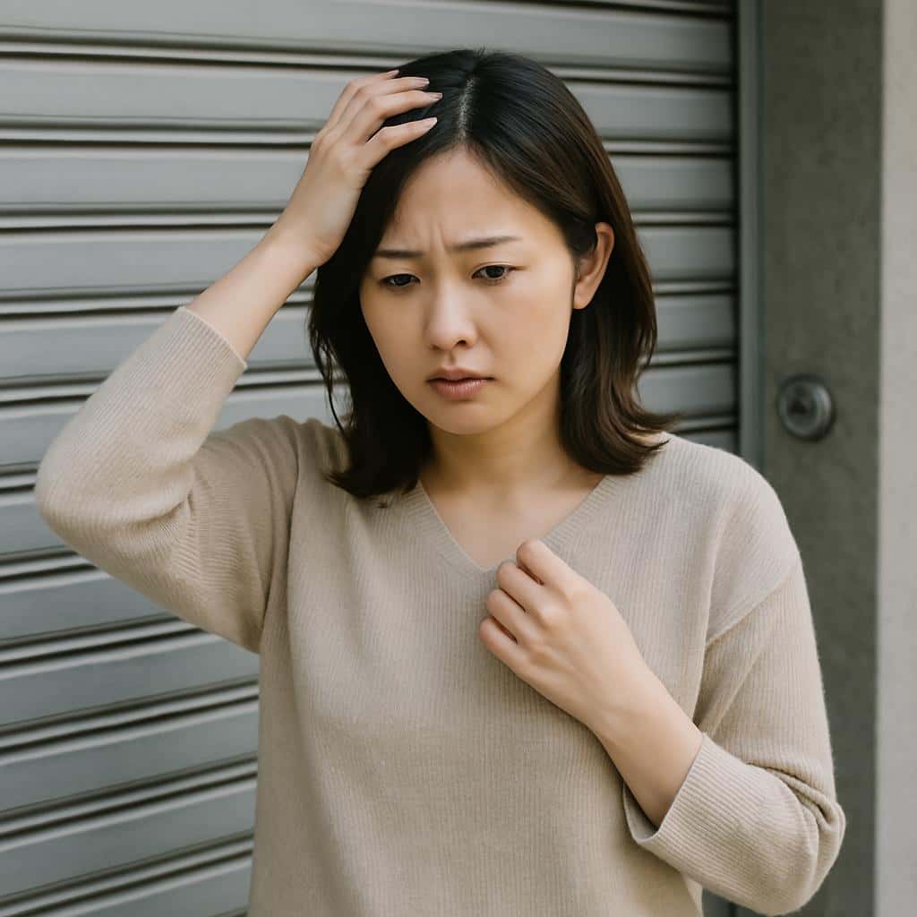 開店時間に間に合わないと心配する女性