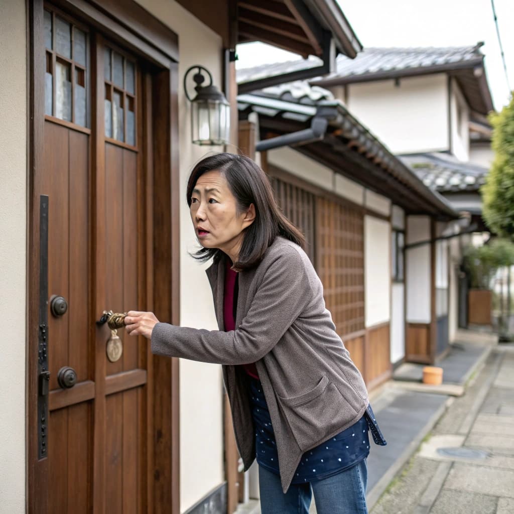 鍵が回りにくくなって困っている女性