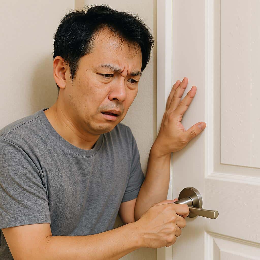 突然閉ざされたトイレのドア