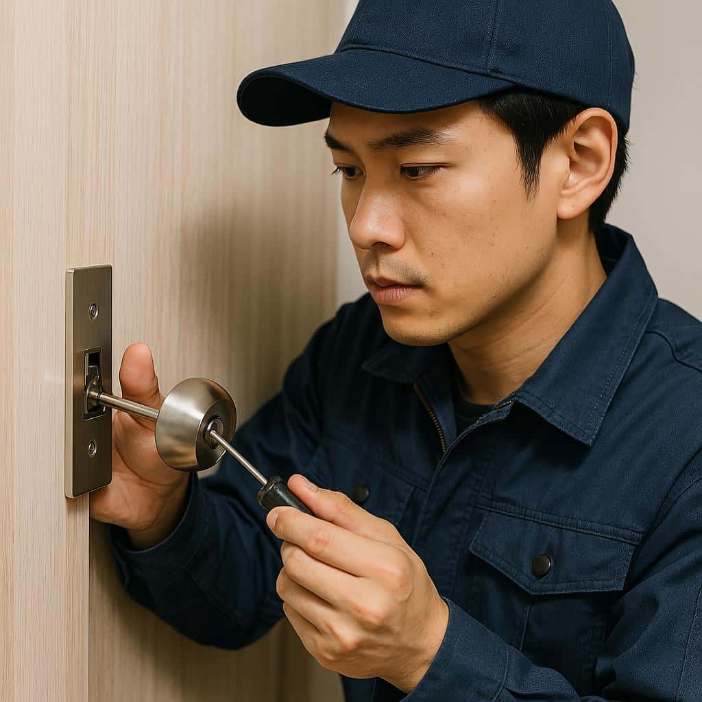 トイレの鍵修理サービス - 鍵の修理作業をしている様子