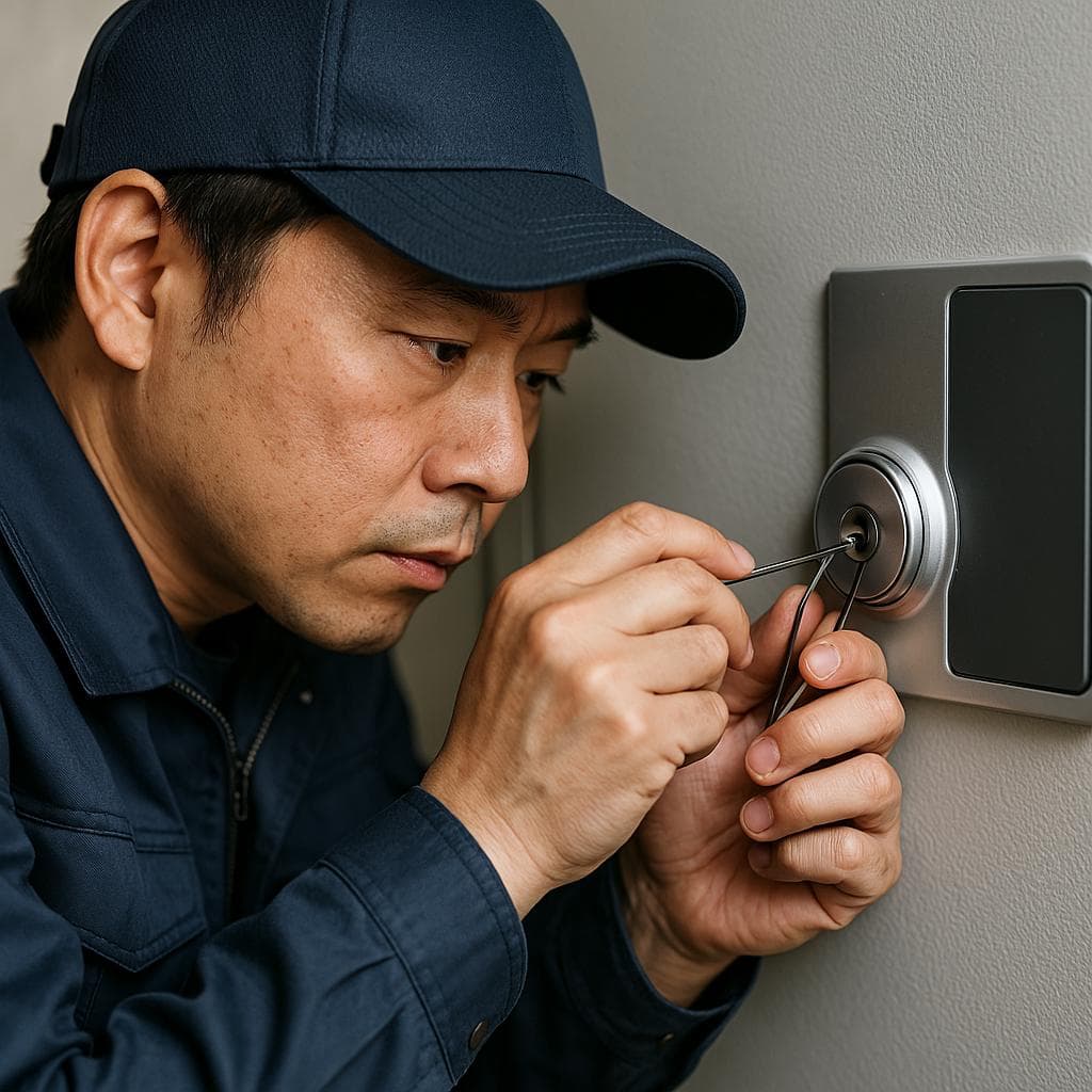 プロの鍵師がピッキング作業をしている様子